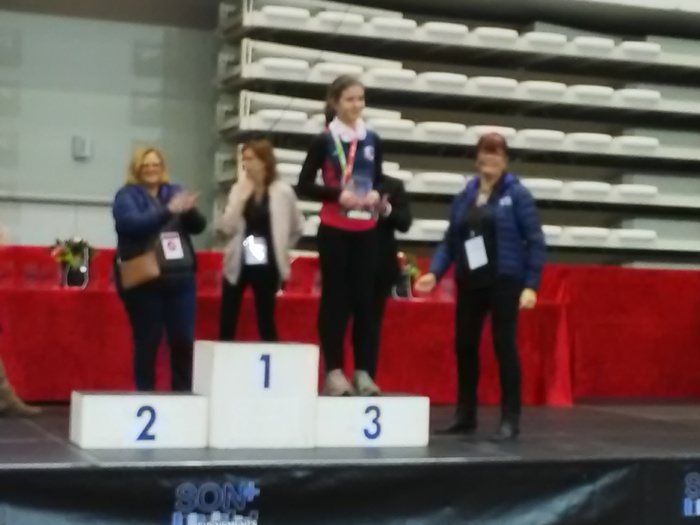 Marguerite Lecas sur le podium