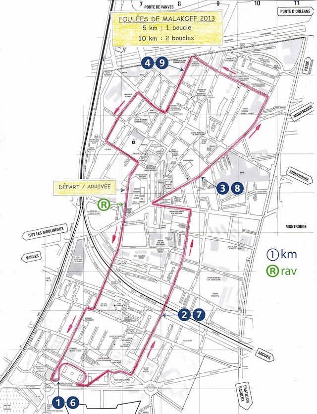 Plan du Parcours des Foulées de Malakoff 2013