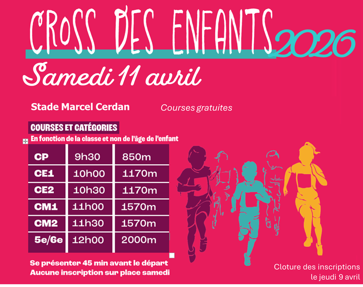 Règlement du Cross des enfants 2026